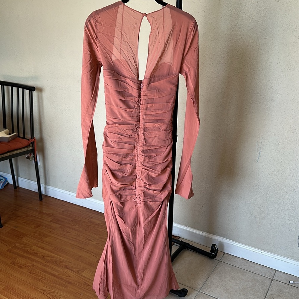 HOUSE OF CB 'Reine' Rose Real Silk Ruffle‎ Midi Dress NWOT size S - Picture 9 of 14